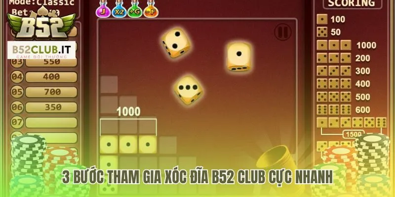 Xóc Đĩa b52 club 2 Ba bước vào game gồm chọn cửa đặt chip và xác nhận lệnh